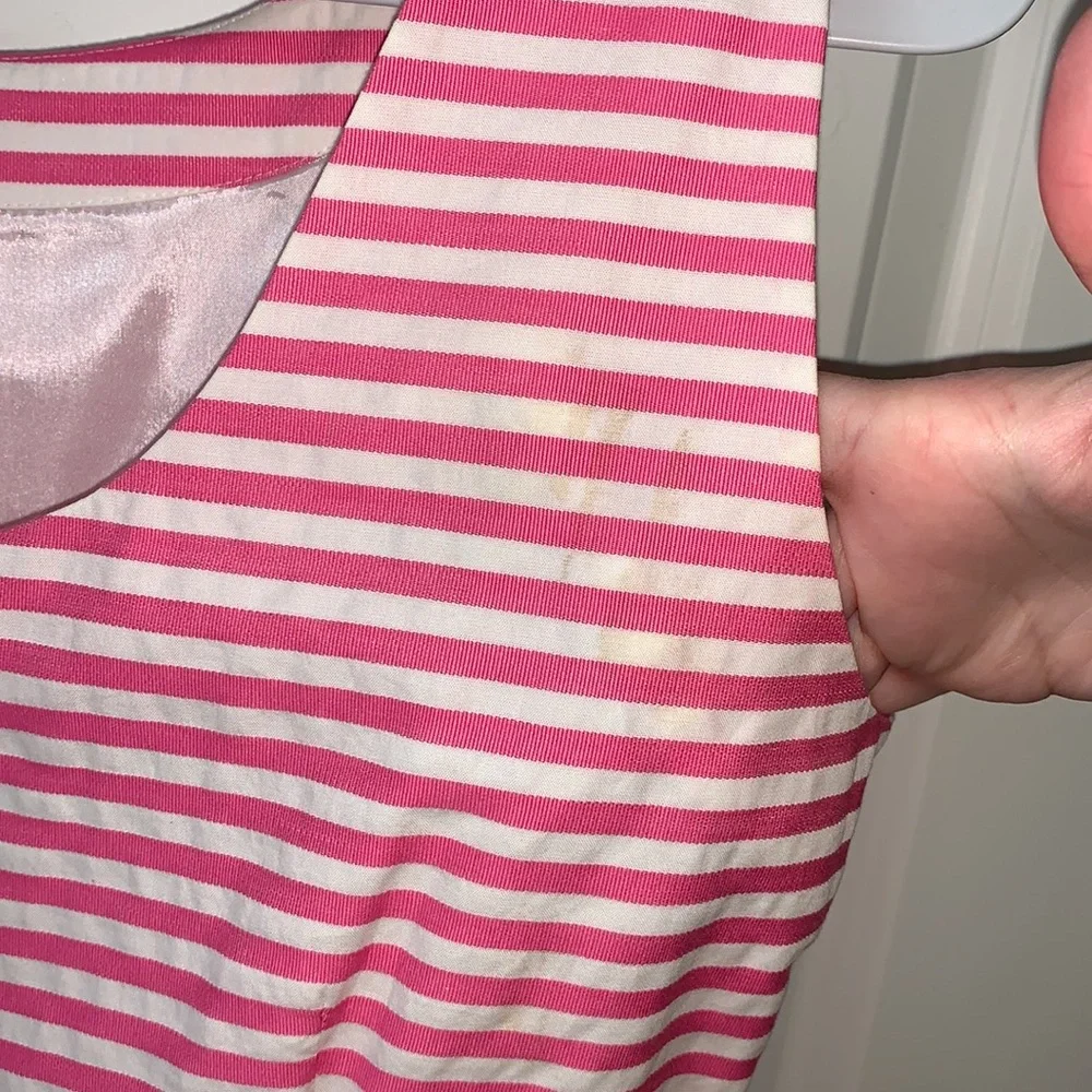 KATE SPADE Pink White Sleeveless Dress with Bow - Picture 13 of 16